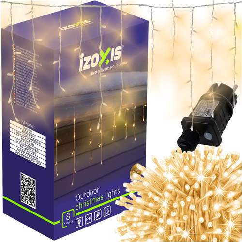 Udendørs julelys – 300 LED, 15 m, varm hvid, 8 lysindstillinger