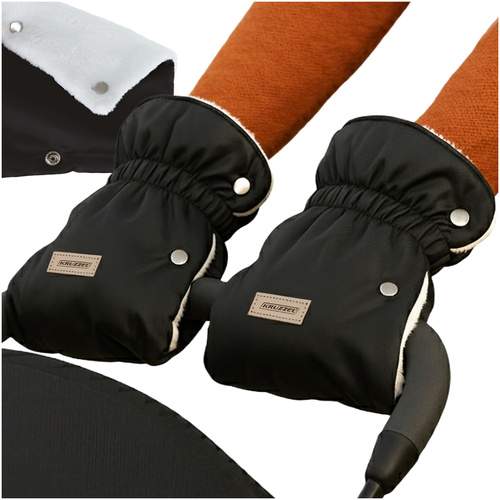 Dobbelte barnevognsmuffer – sorte, vandtætte og plysforede