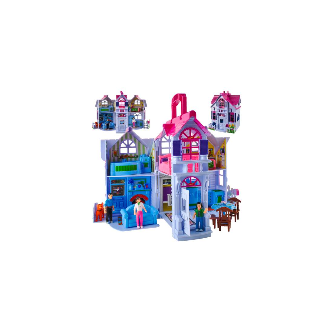 Hopfällbart dockhus med 6 rum och möbelset | Hem & Hobby | Pryloteket