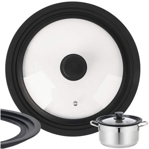 Universal 3-i-1 glaslåg med silikonekant, 24/26/28 cm