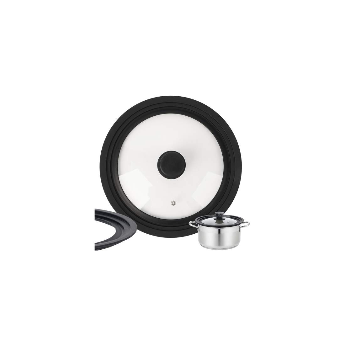 Universellt 3-i-1-glaslock med silikonkant, 24/26/28 cm | Hem & Hobby | Pryloteket
