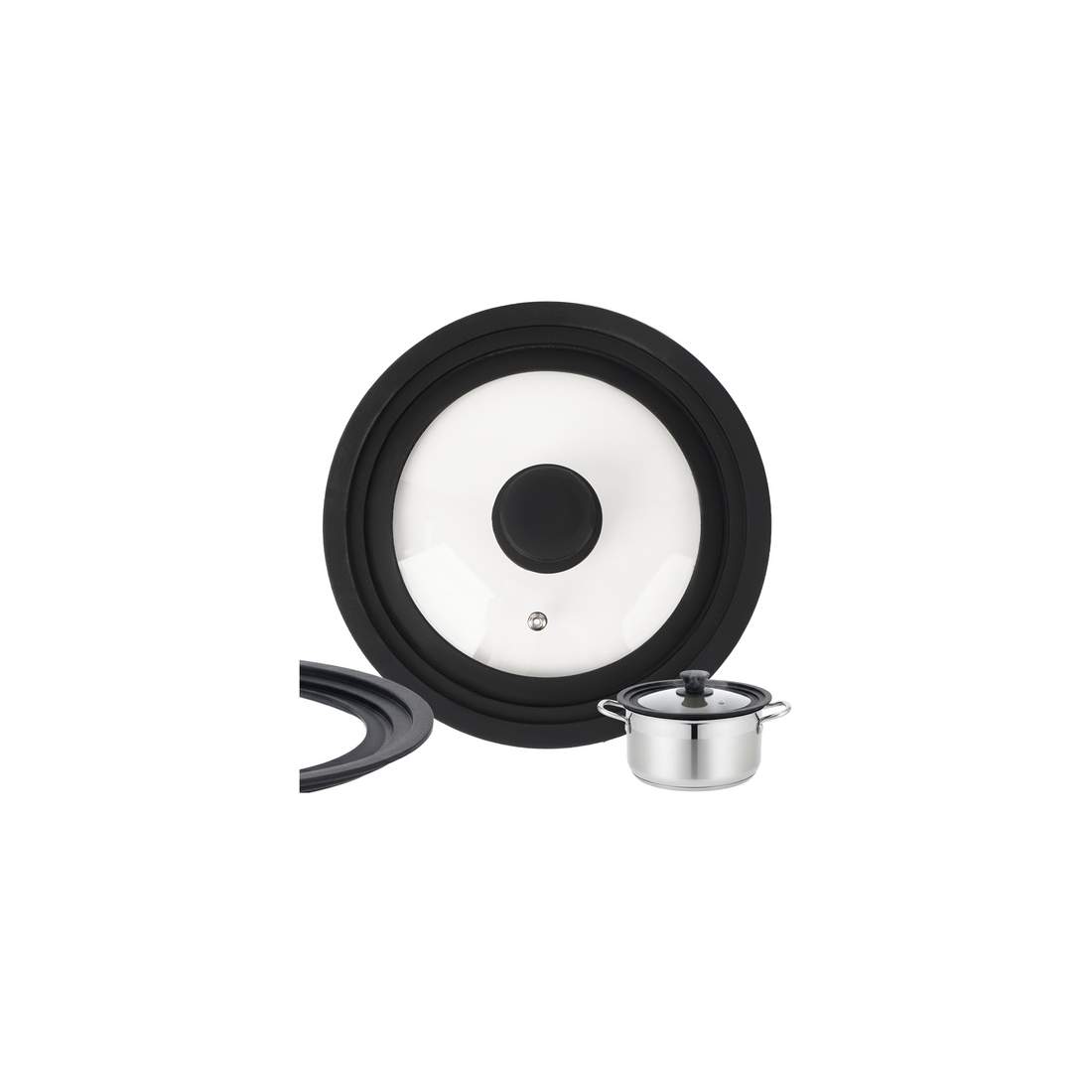 Universellt 3-i-1 silikonglaslock för kastruller och stekpannor | Hem & Hobby | Pryloteket