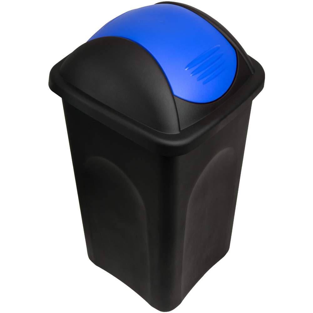 60L plastpapperskorg med svängbart lock – svart/blå | Hem & Hobby | Pryloteket