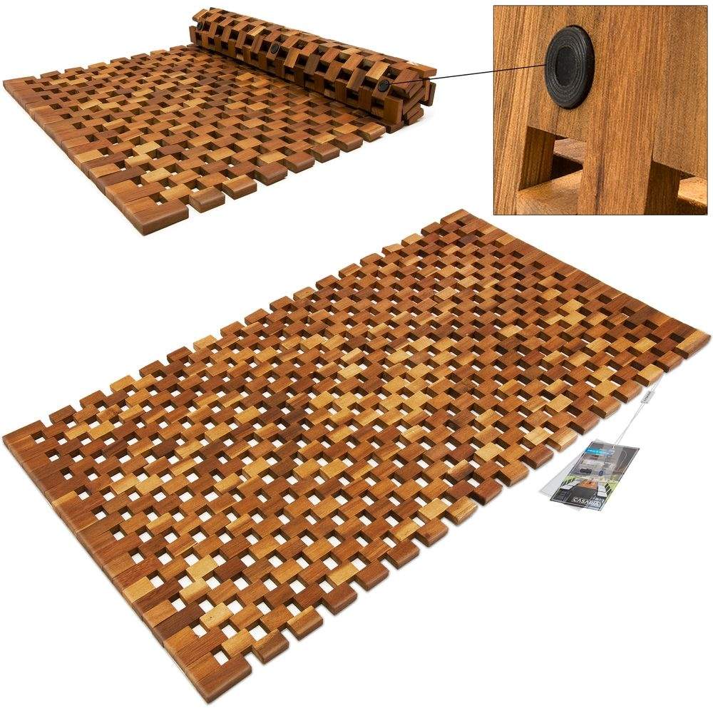 Bademåtte i akacietræ – skridsikker, olieret, 80x50 cm