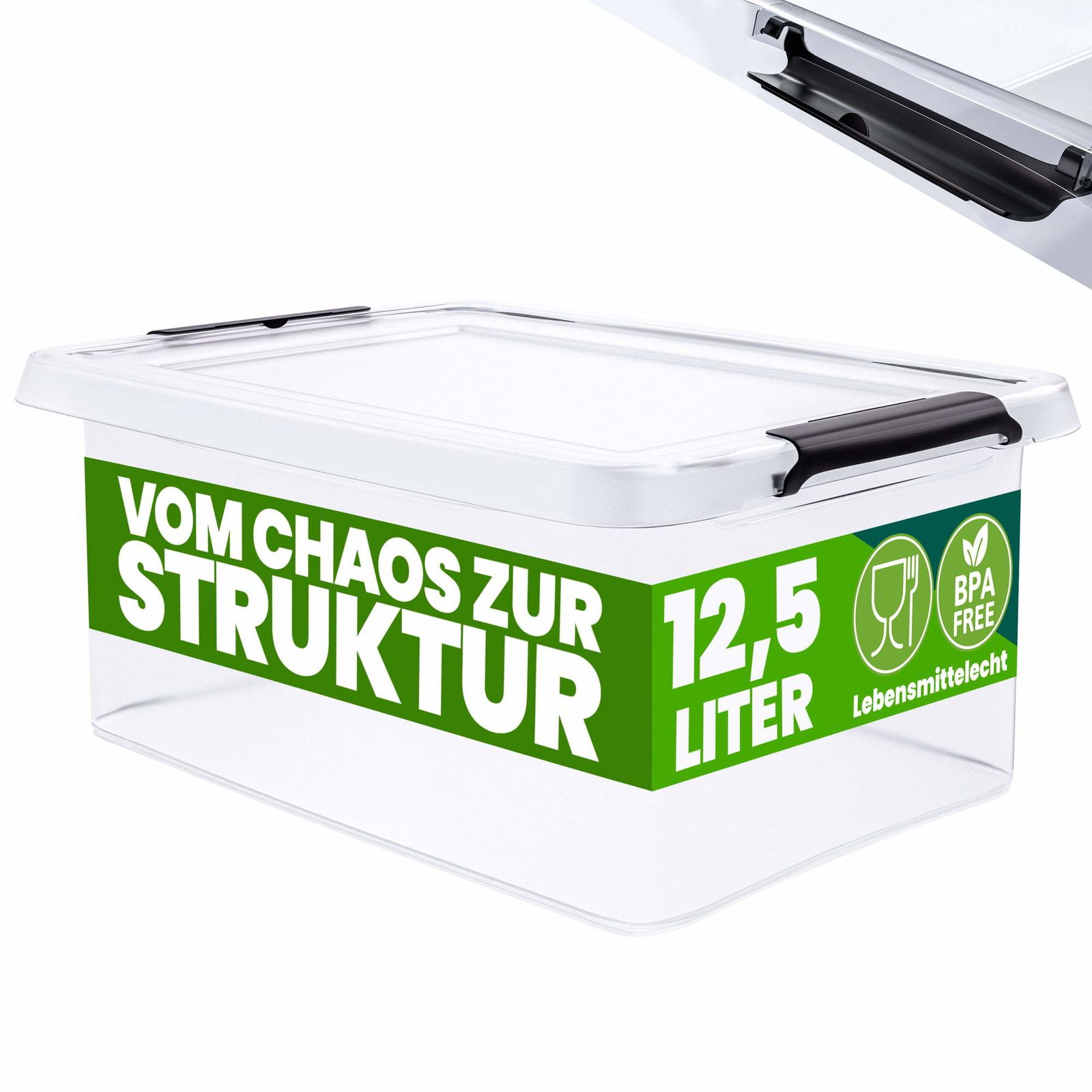 Opbevaringskasse transparent 39x29x17cm 125L stabelbar