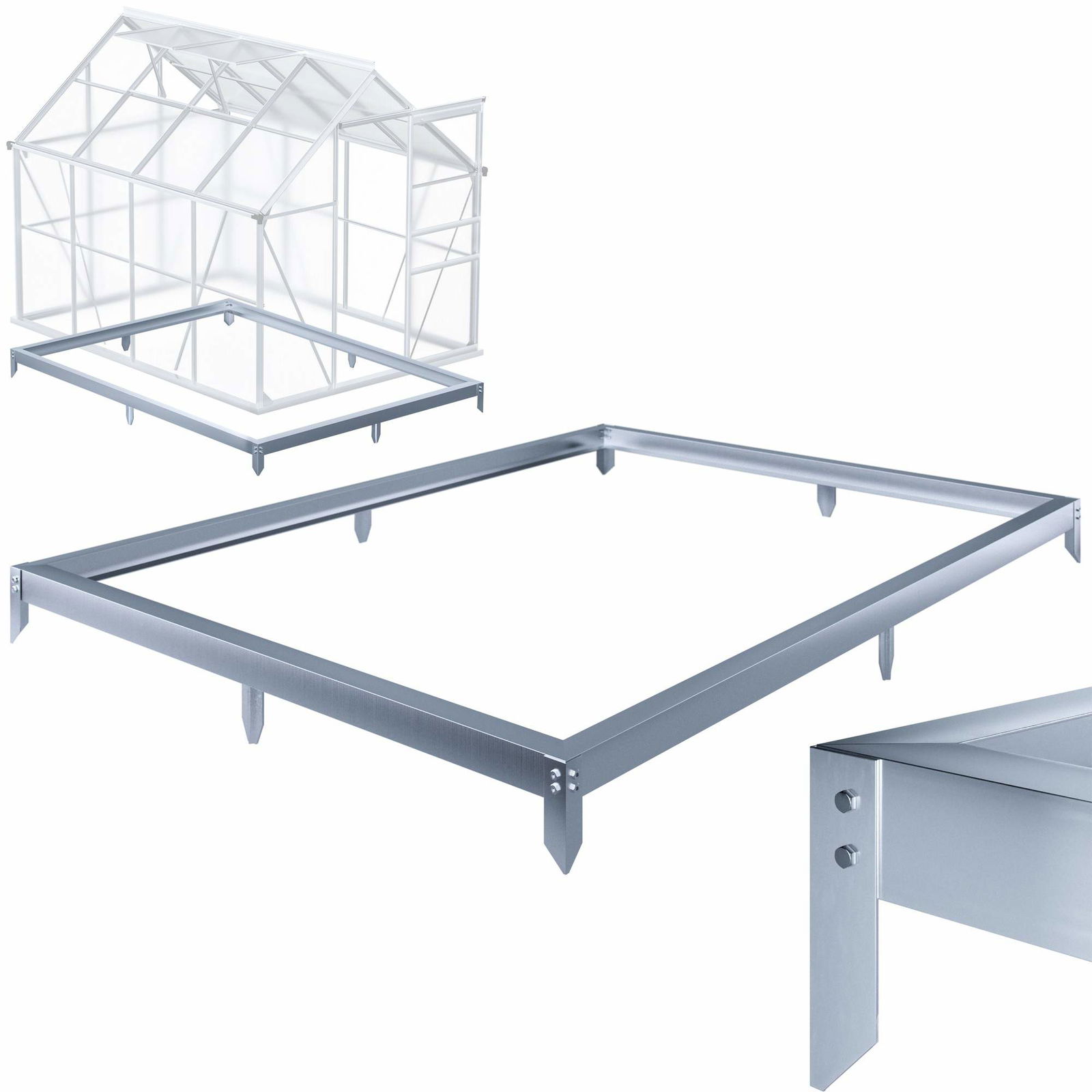 Stålfundament til drivhus 250x190x12cm galvaniseret