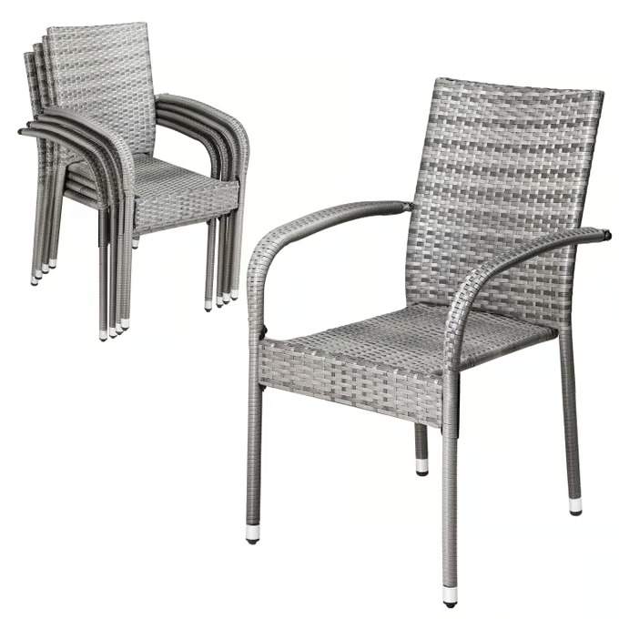 Stapelbara rottingstolar Comfort set om 4 grå | Hem & Hobby | Pryloteket