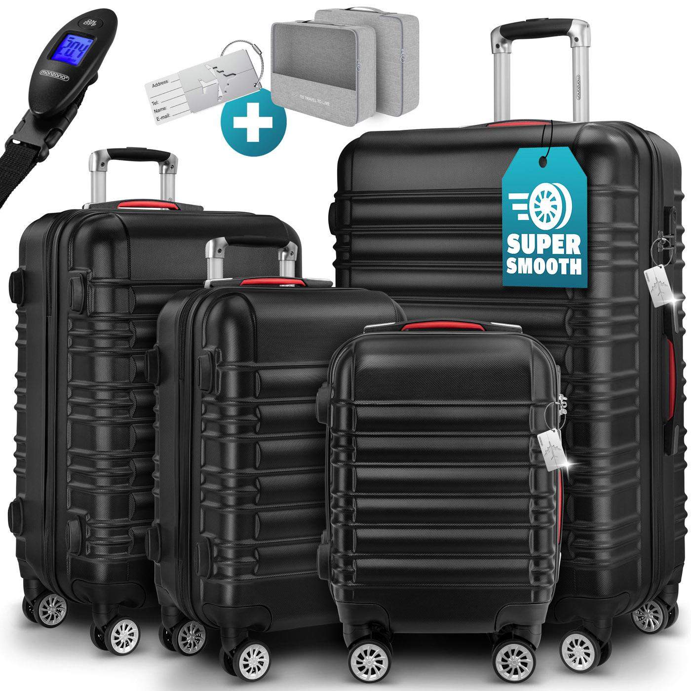 4-delat svart ABS-bagageset – Lätt, hållbart, säkert | Hem & Hobby | Pryloteket