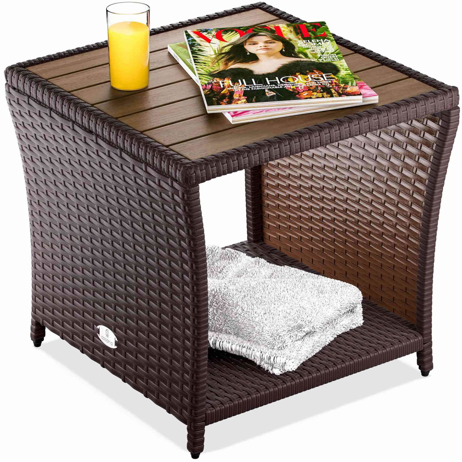 Polyrattan sidebord brunt 45x45x40cm