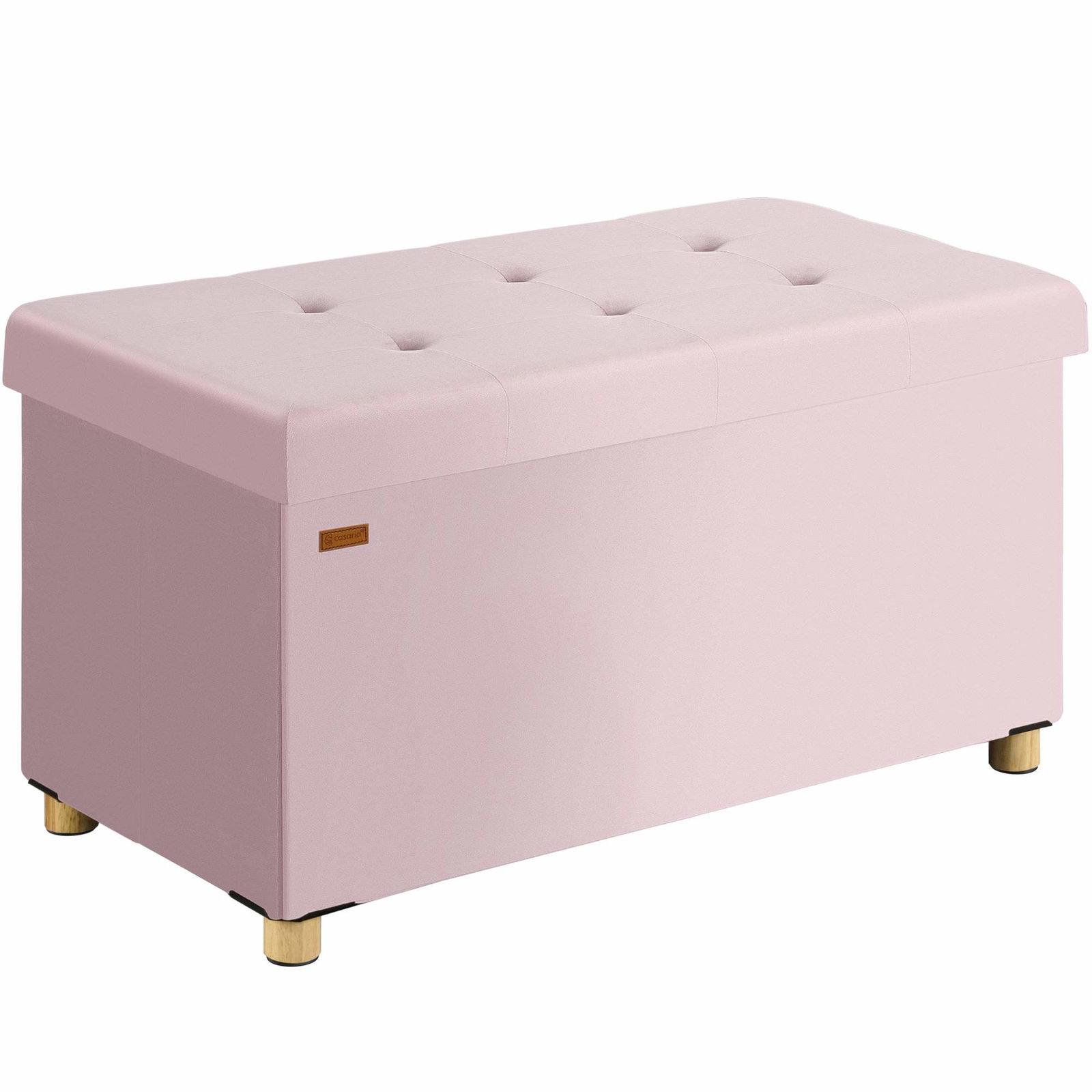 Sammenklappelig pink fløjlsbænk 76x38x42cm med opbevaringsplads