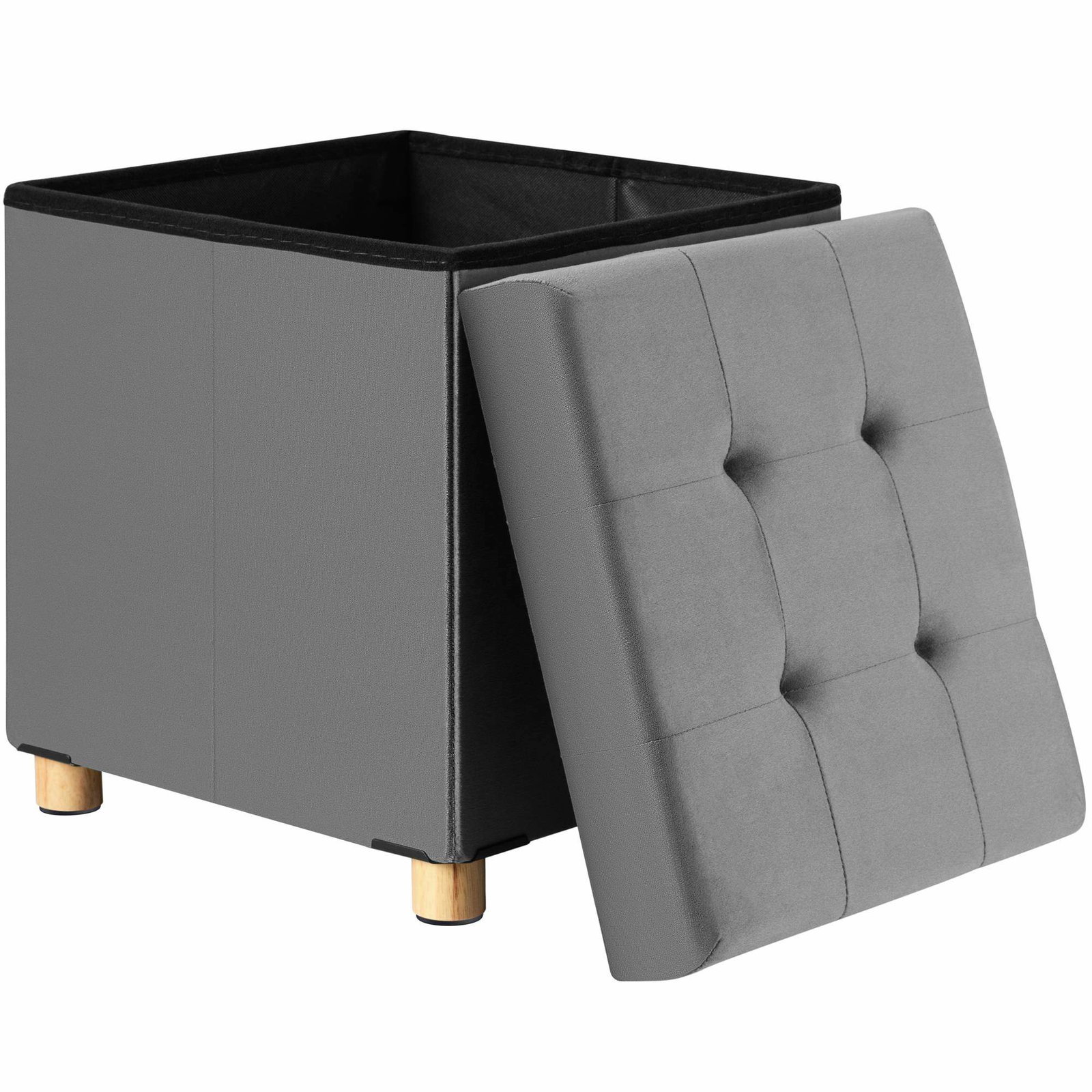 Skammel antracit velour 42x38x38cm foldbar