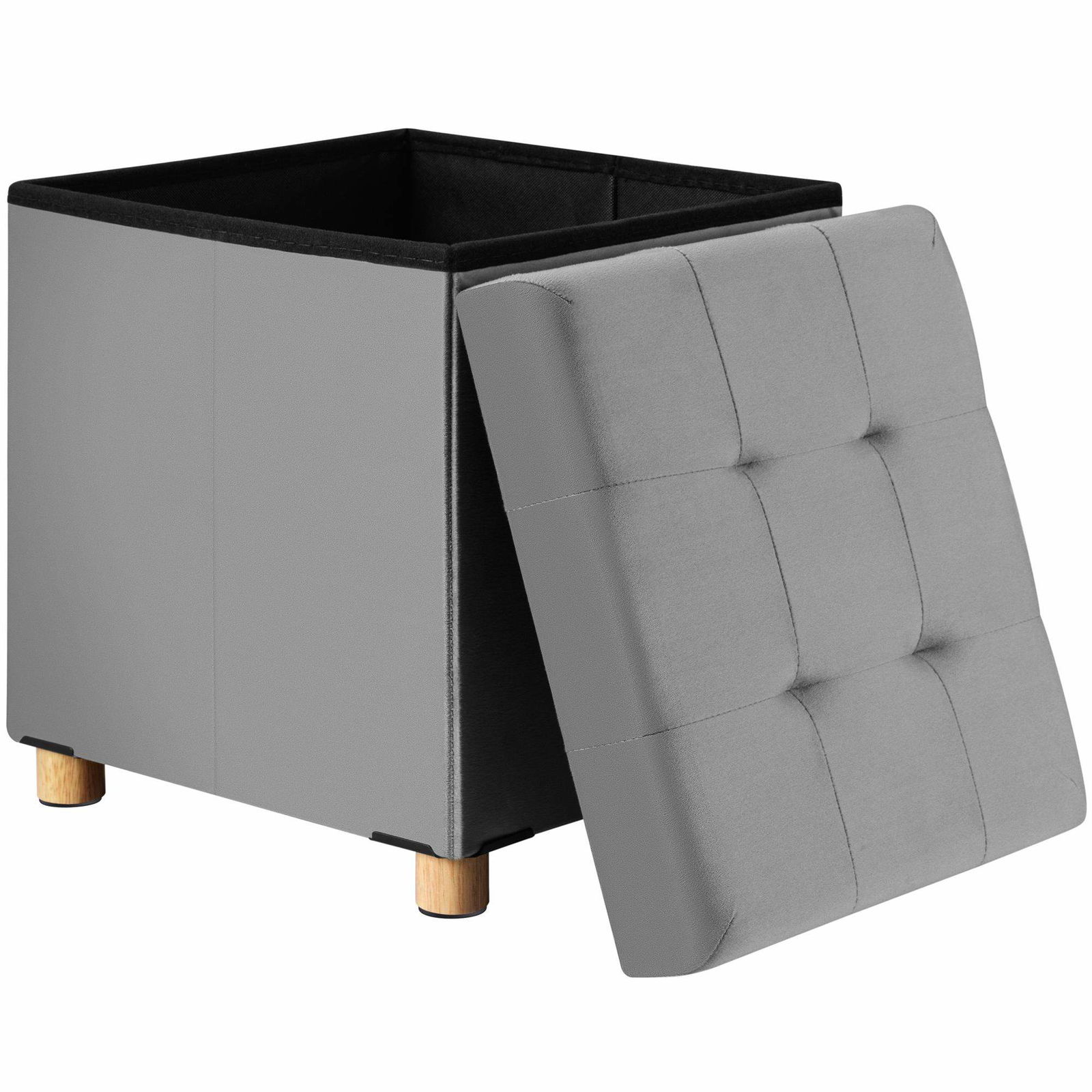 Skammel grå fløjl 42x38x38cm foldbar