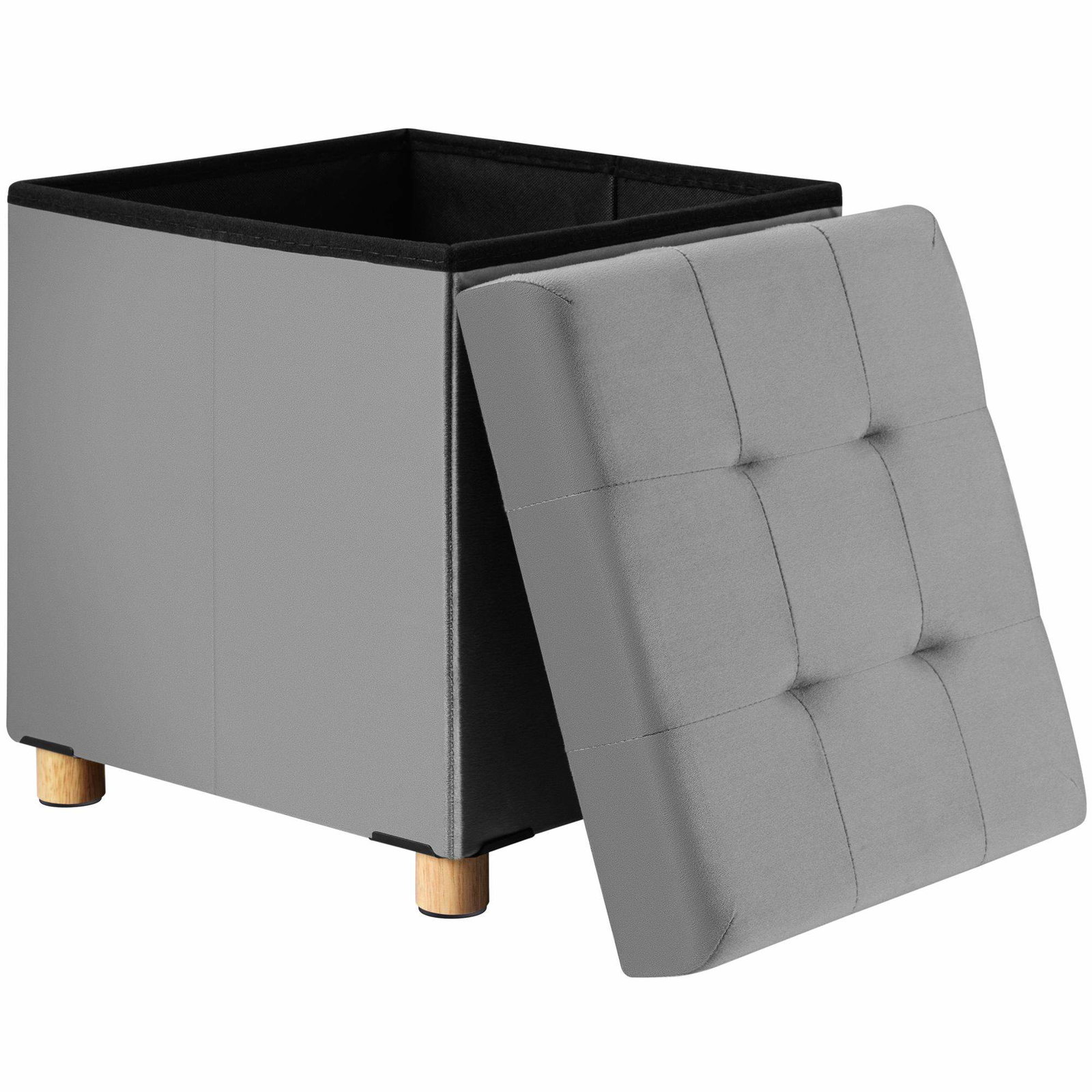 Skammel grå fløjl 42x38x38cm foldbar