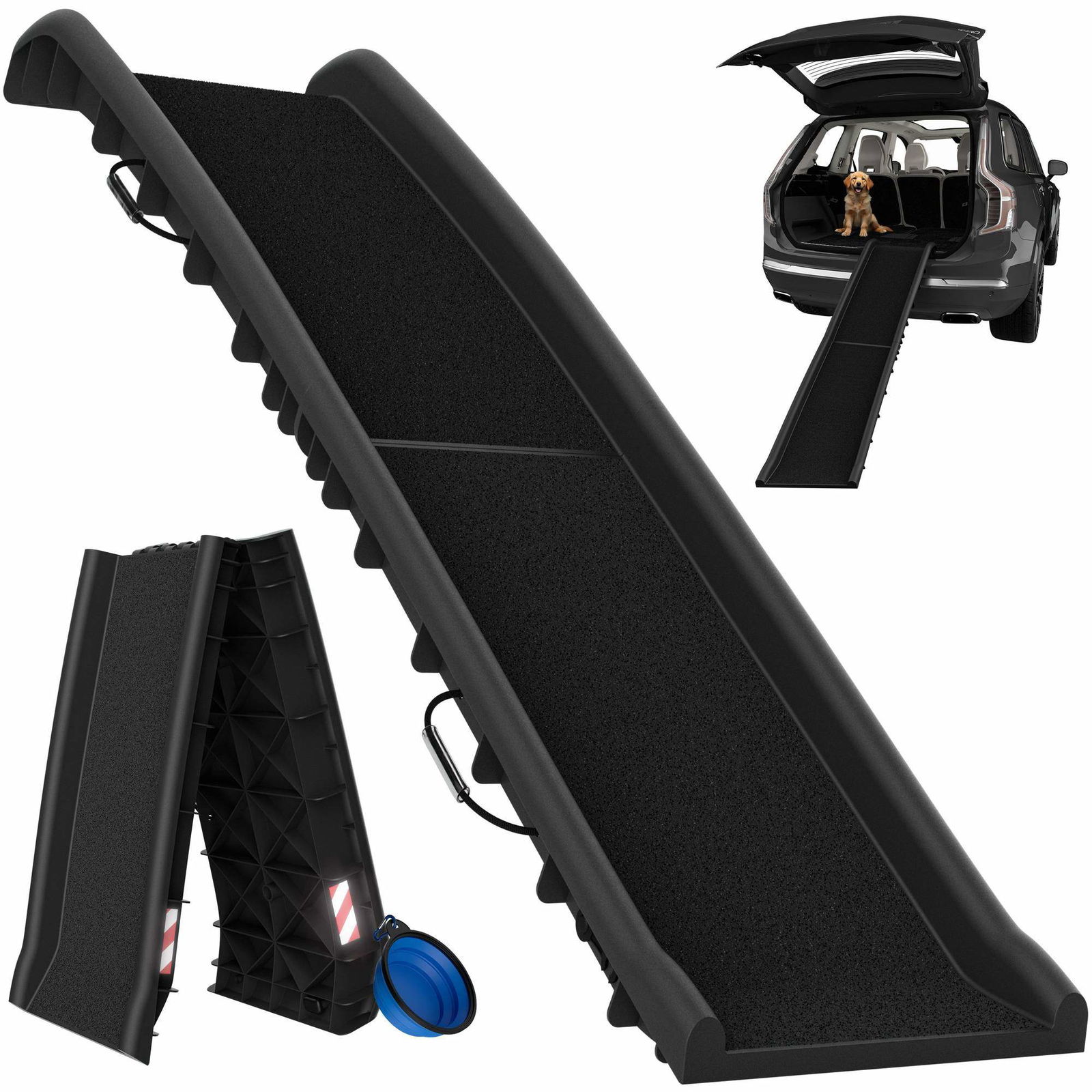 Hunderampe bil sort 156x40x16cm foldbar