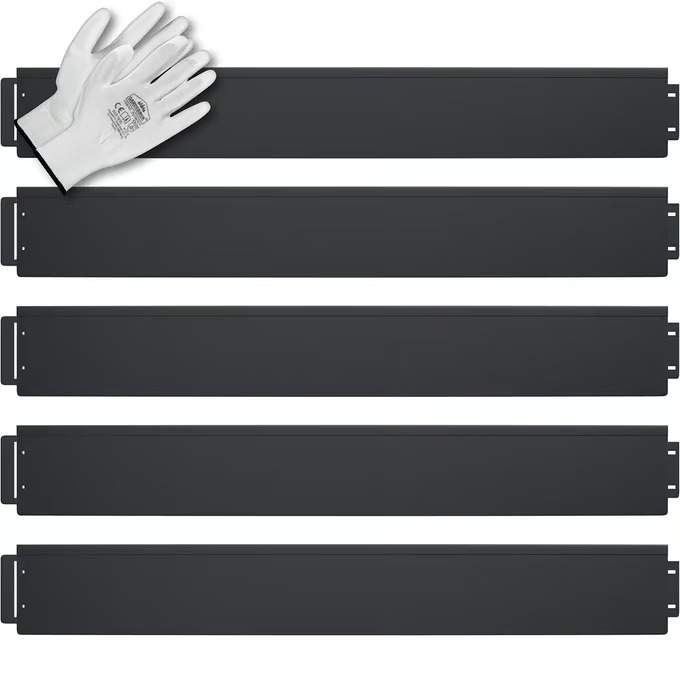 Sort metal havebedkantsæt med 5 stk. – 5 m x 14 cm