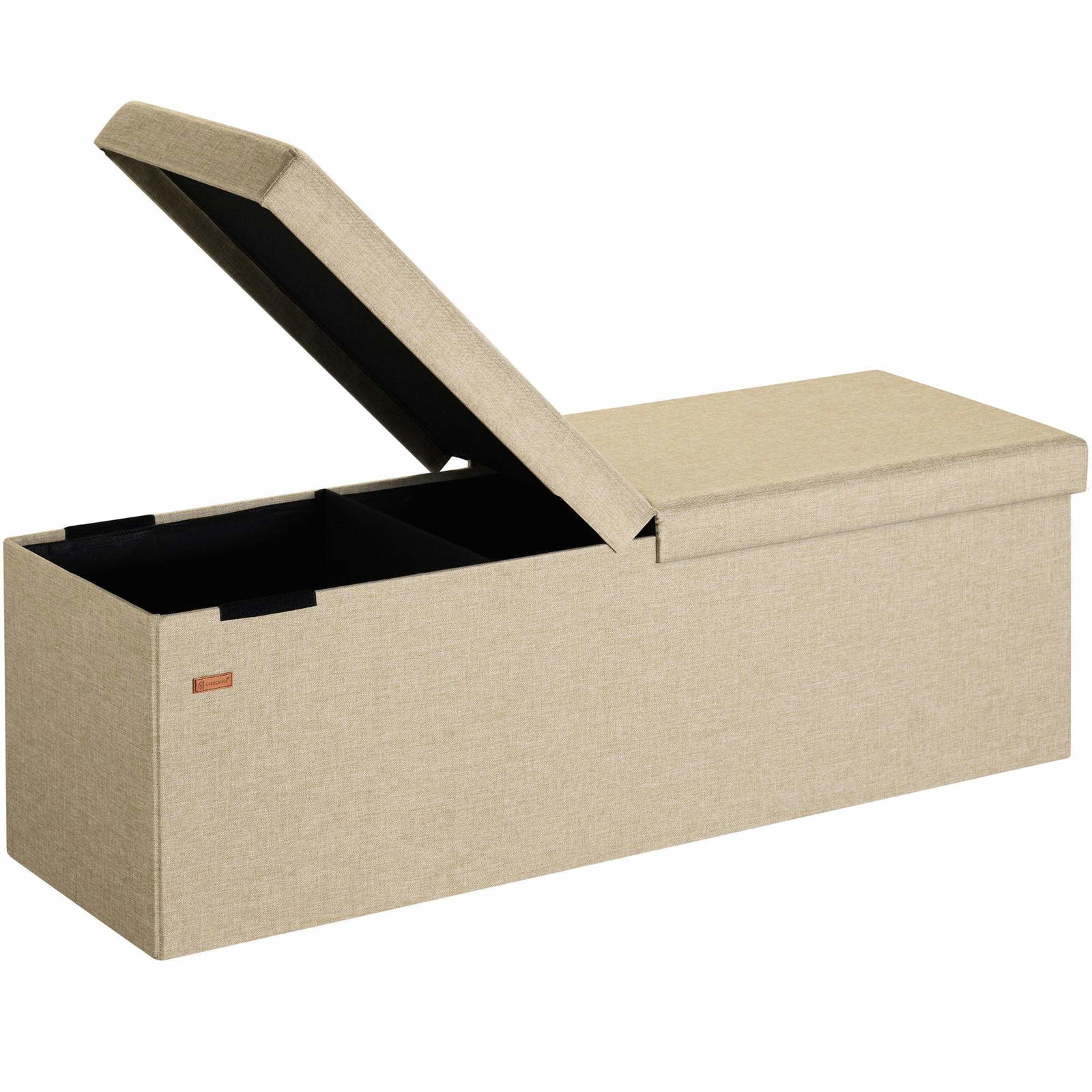 Beige bænk 115x38x38cm med hængslet låg