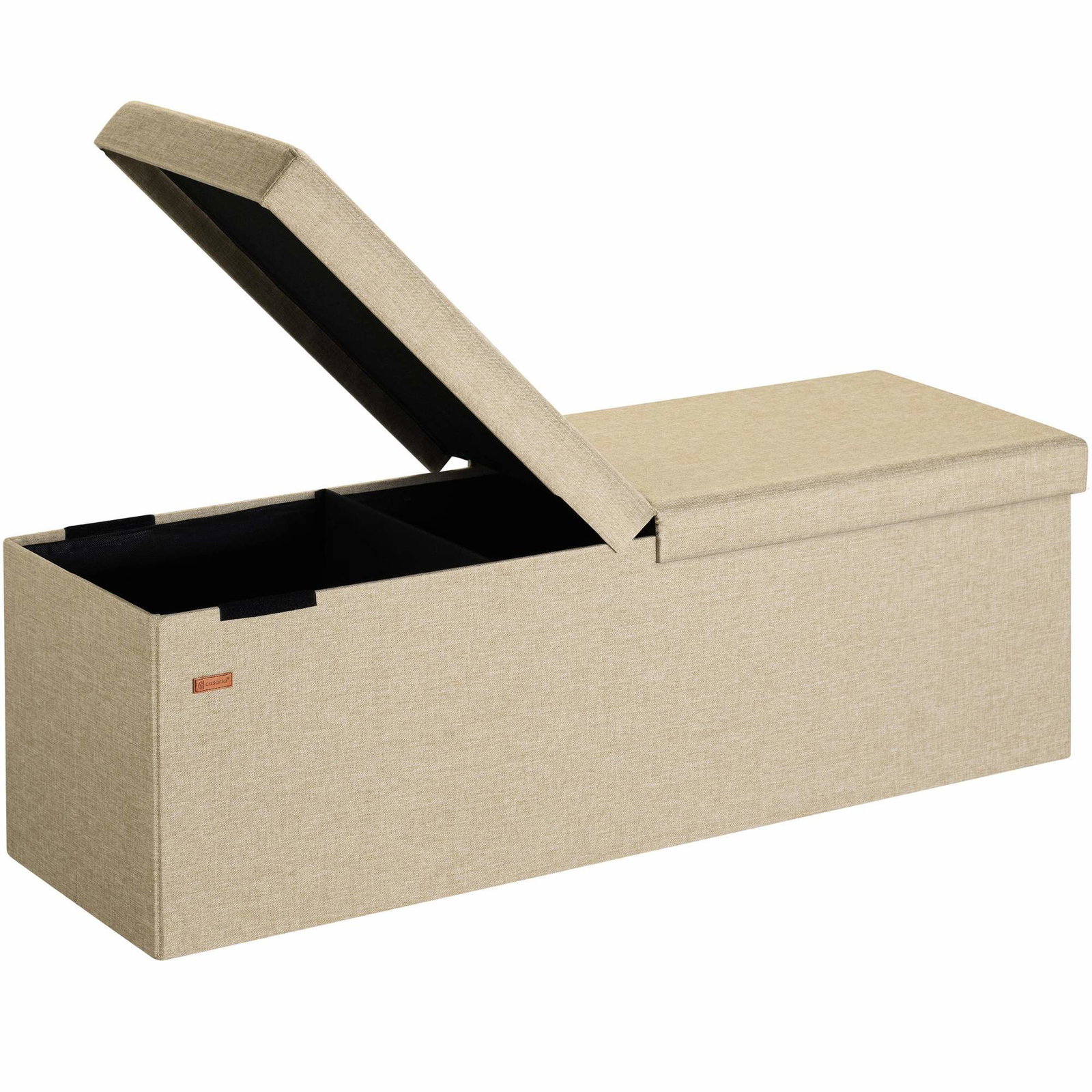 Beige bænk 115x38x38cm med hængslet låg