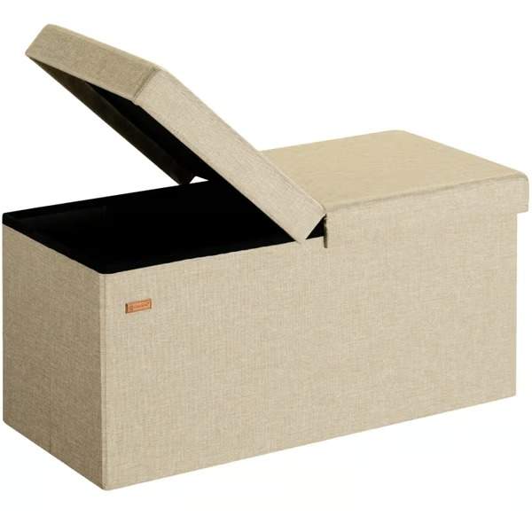 Beige bænk 76x38x38cm med hængslet låg