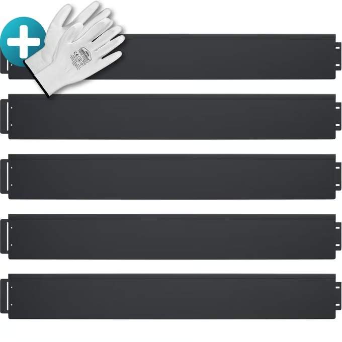 Metal blomsterbedkant sæt med 5, sort, 5m x 18cm