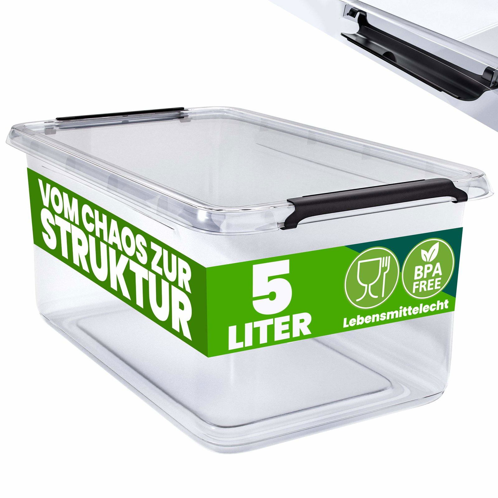 Transparent opbevaringsboks 5L – Stabelbar, sikkert låg