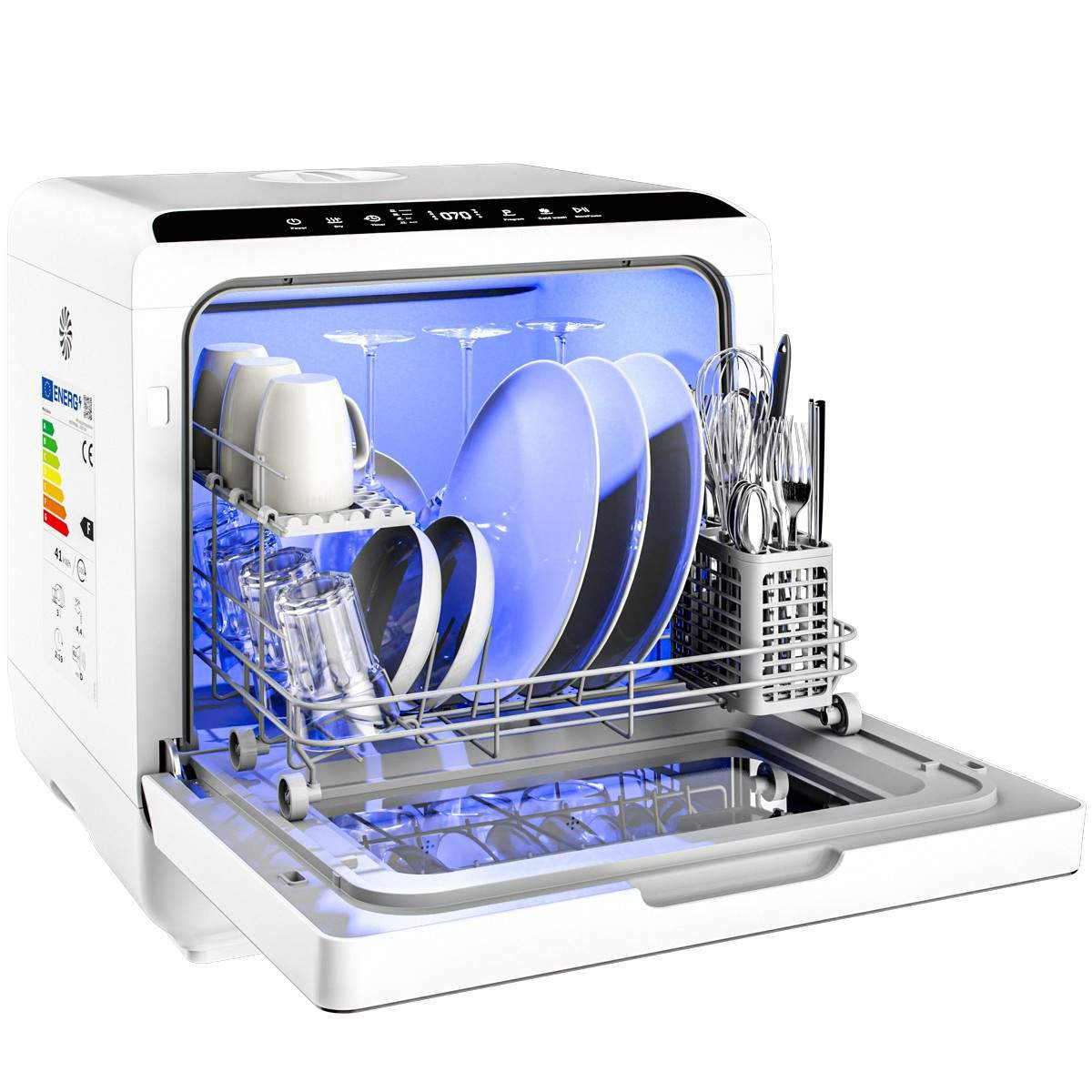 Bordopvaskemaskine 45L – WiFi, 6 programmer, kompakt 45cm