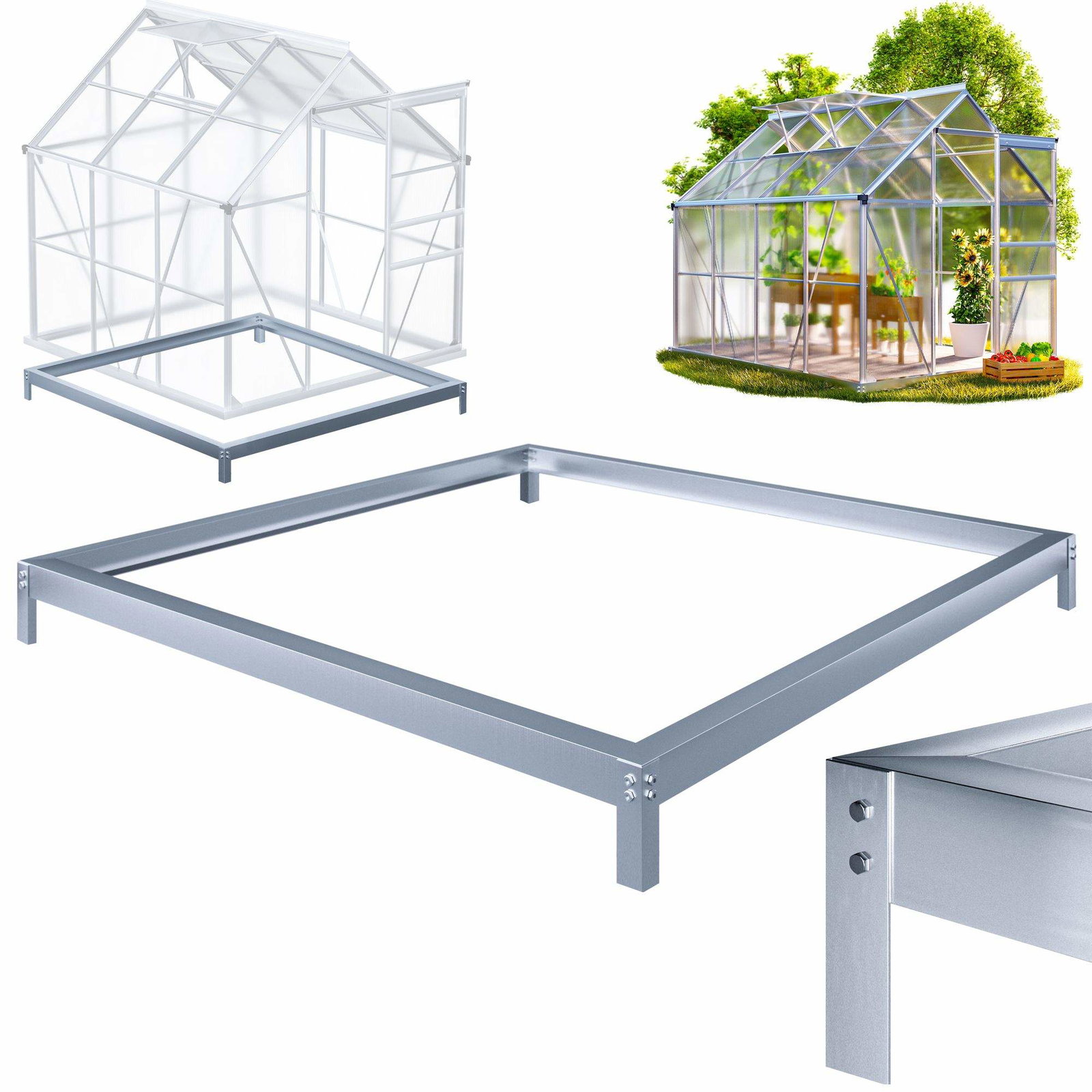 Stålfundament för växthus 190x190x12cm galvaniserat | Hem & Hobby | Pryloteket