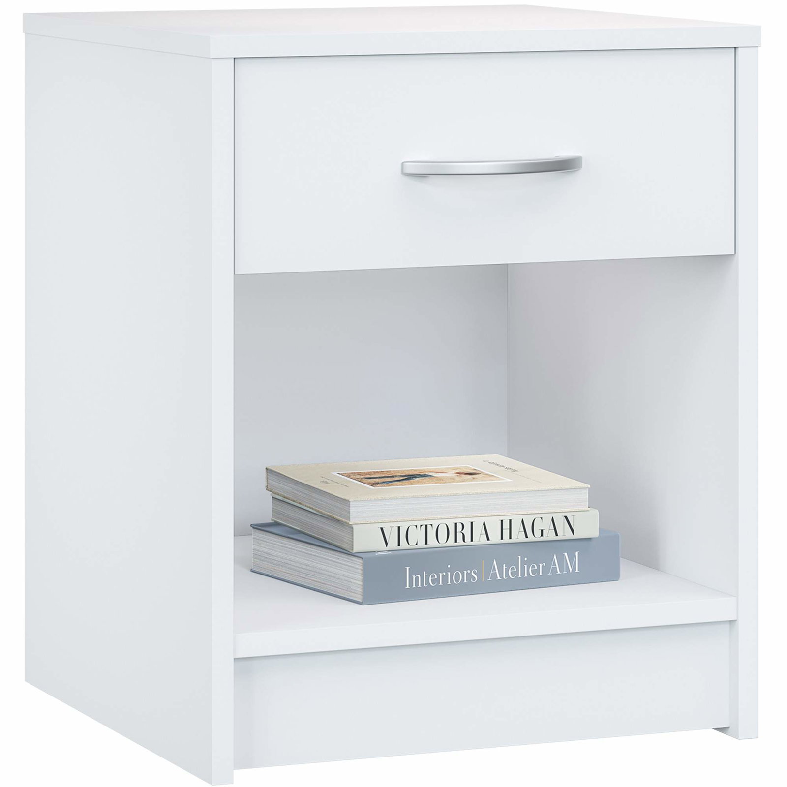 Vitt nattduksbord med låda, 50x40x35cm | Hem & Hobby | Pryloteket