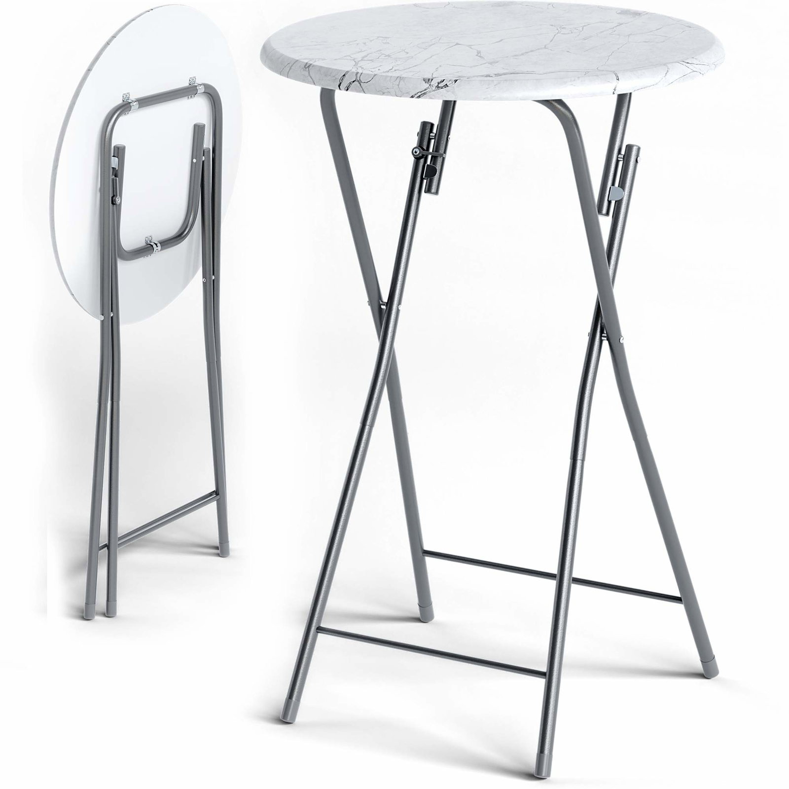 Hopfällbara barbord, set om 2, marmorliknande, 60 cm, inomhus/utomhus | Hem & Hobby | Pryloteket