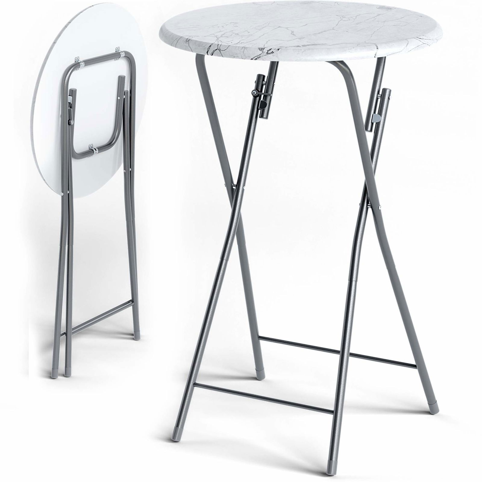 Sammenklappelige barborde, sæt med 2, marmorlook, 60 cm, indendørs/udendørs