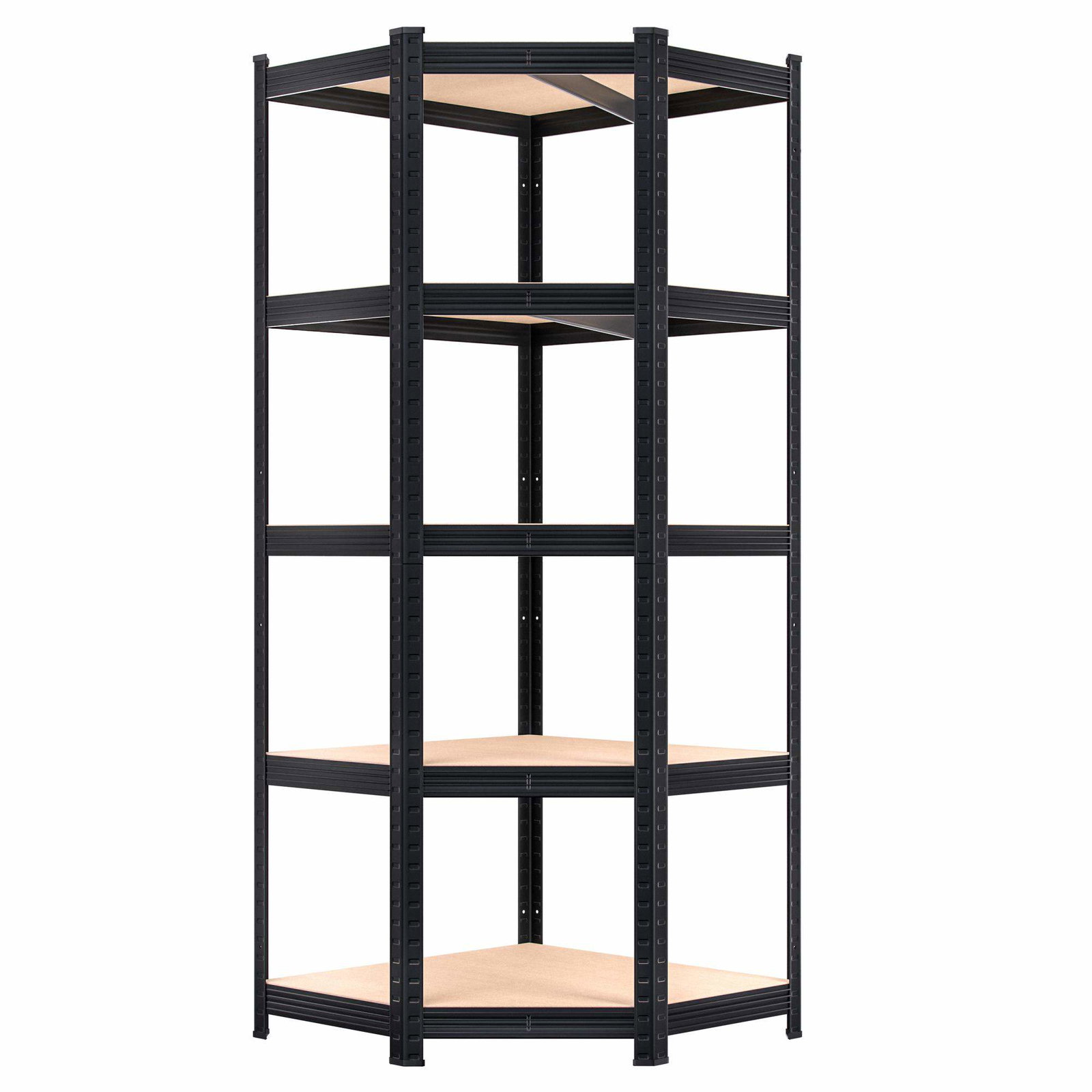 Kraftig svart hörnhylla, 180x70x40cm, 875kg kapacitet | Hem & Hobby | Pryloteket