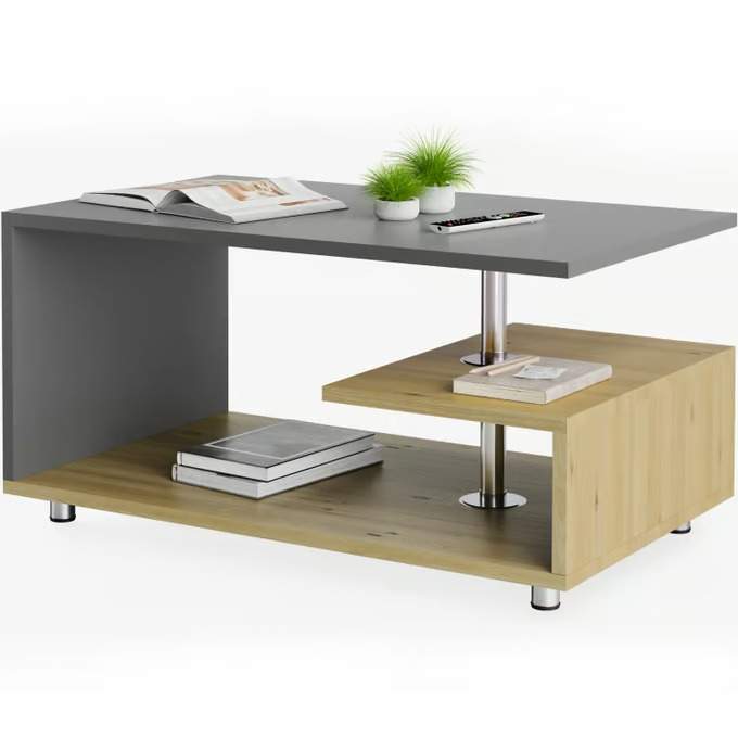 Sofabord, Træ/Grå, 95x55x50cm, Ridsefast