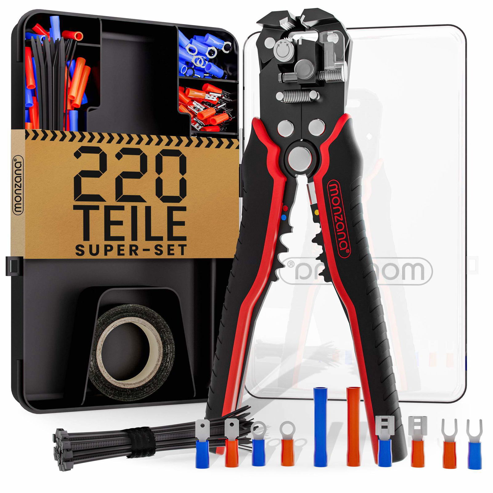 Afisoleringssæt til ledninger – 3 i 1, 220 dele, til brug i flere diametre