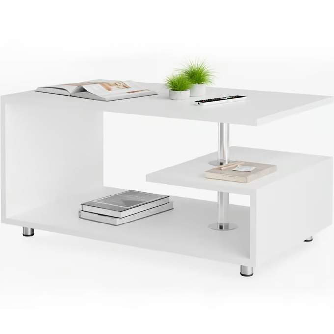 Sofabord, hvidt, 95x55x50cm, ridsefast