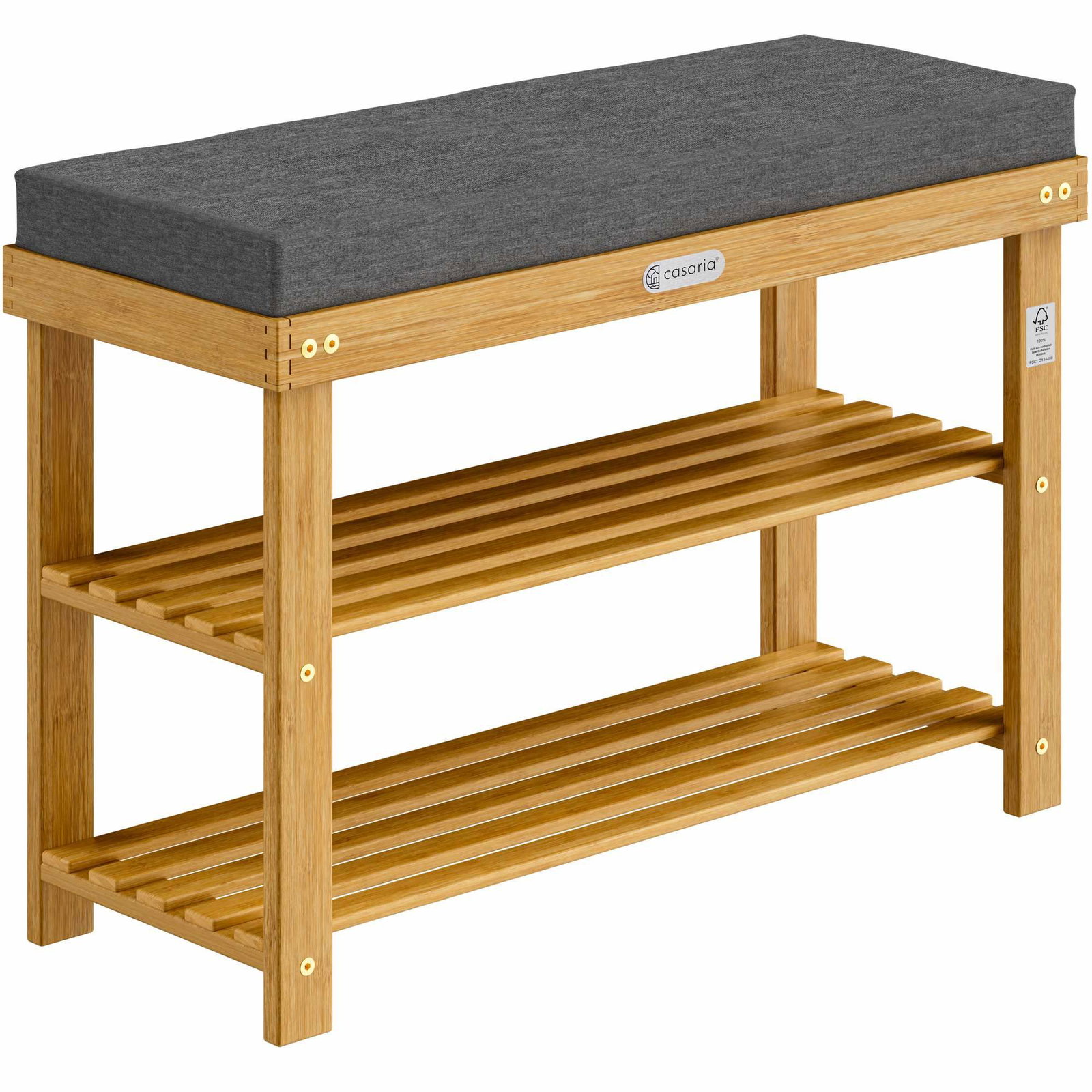 Skobänk i akaciaträ med dyna – 70x33x48cm | Hem & Hobby | Pryloteket