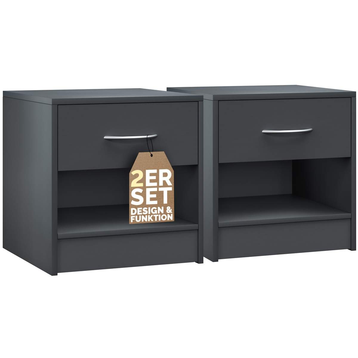 Natbordsæt med 2 stk., antracit, 50x40x35 cm