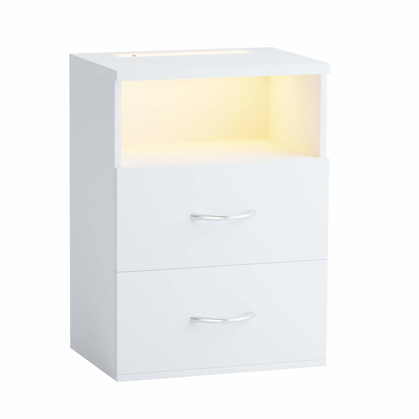 Natbord med LED-belysning, touch-betjening, 2 skuffer