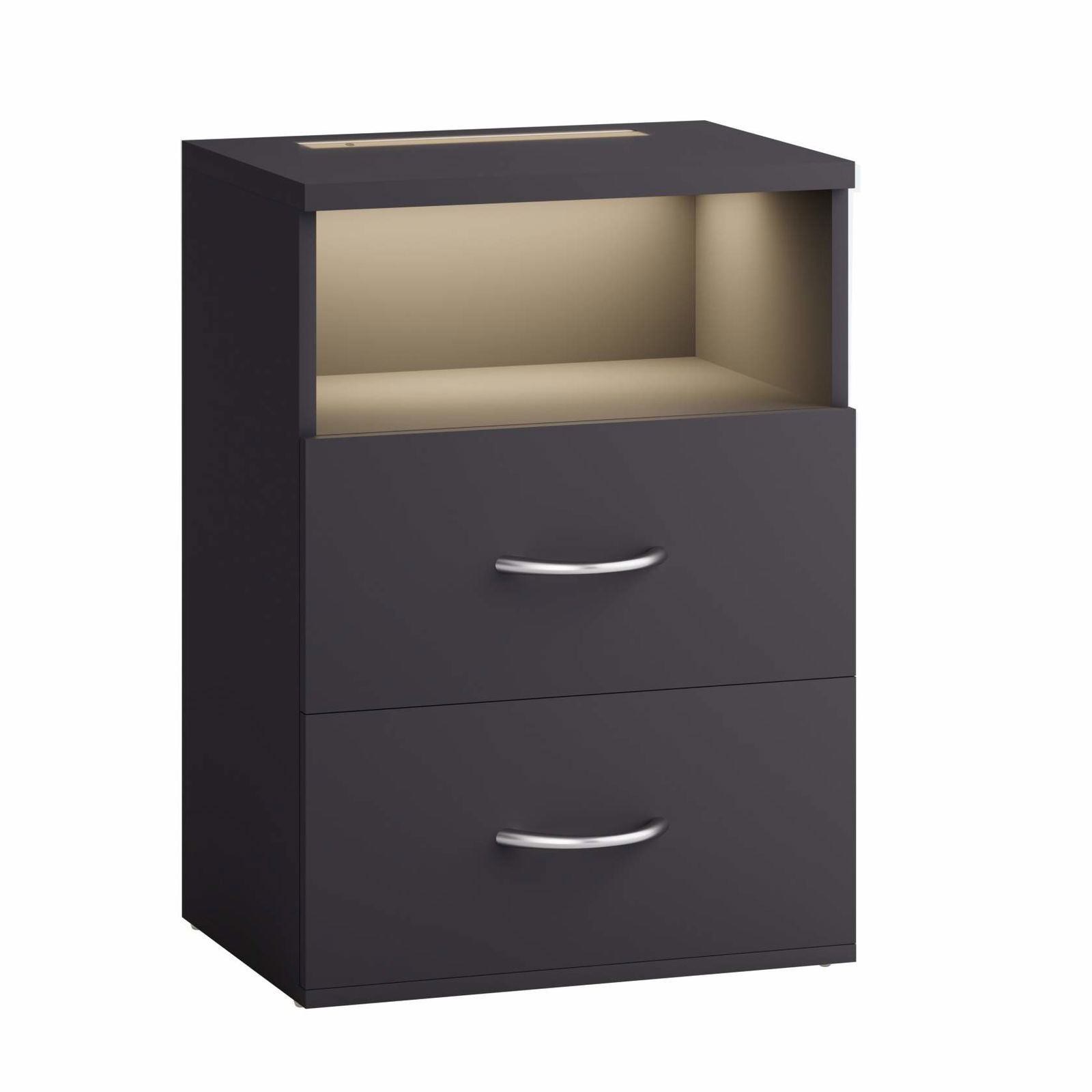 Natbord med LED-belysning, antracit, 55x40x28cm