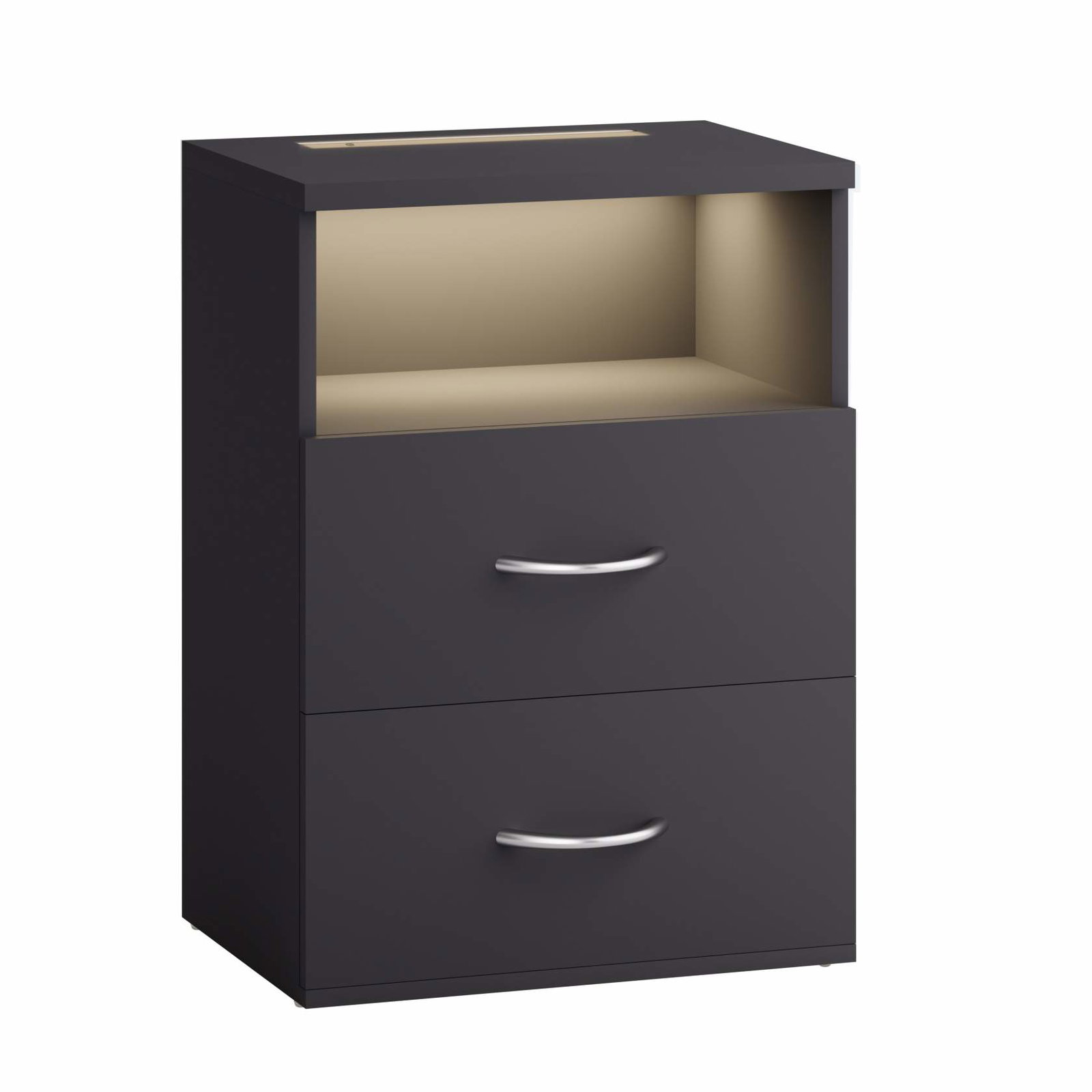 Natbord med LED-belysning, antracit, 55x40x28cm