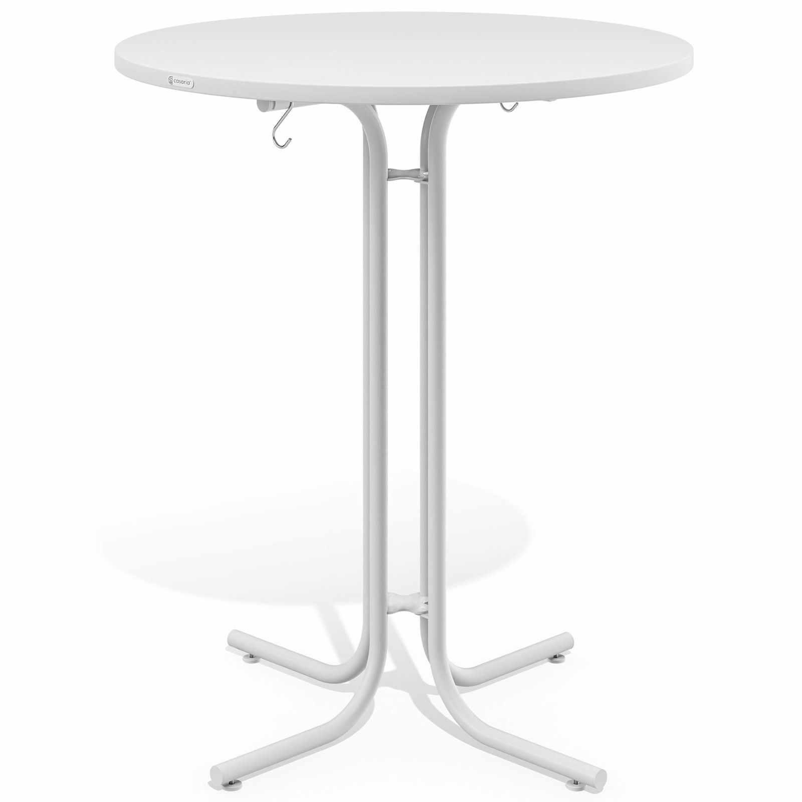 Sammenklappeligt rundt barbord, hvidt, 80x110 cm, indendørs/udendørs