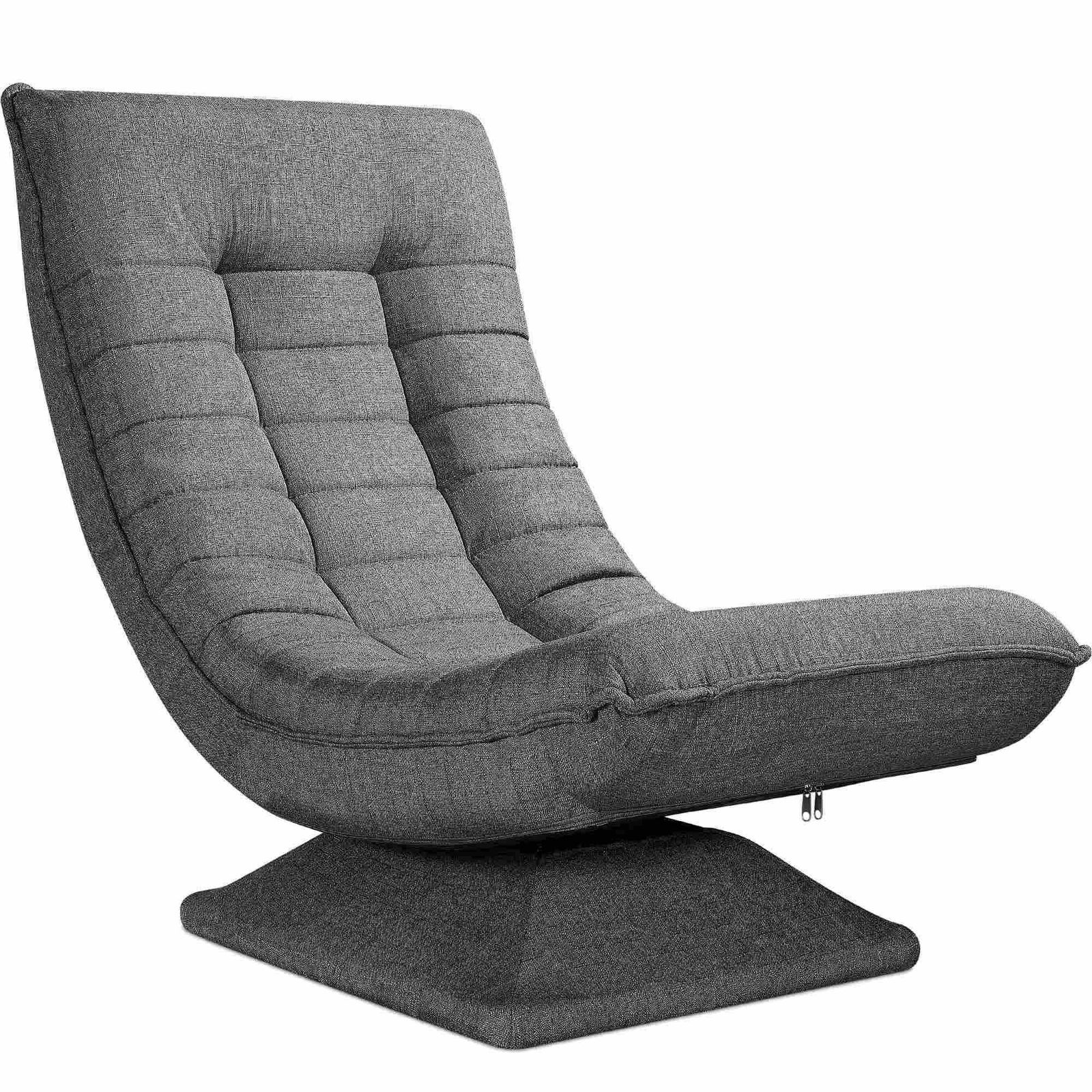 Justerbar grå stof-afslapningsstol – 360 graders drejelig, foldbar