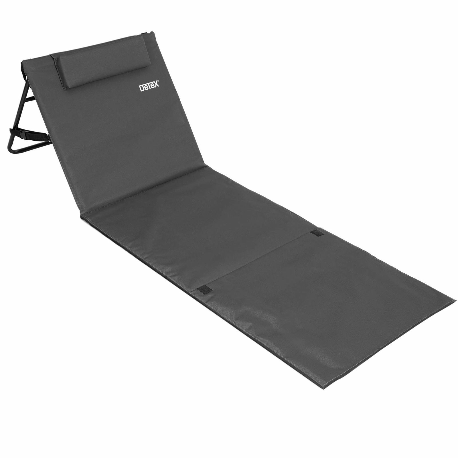 Strandmåtte med justerbar ryglæn, antracit, 160x54cm