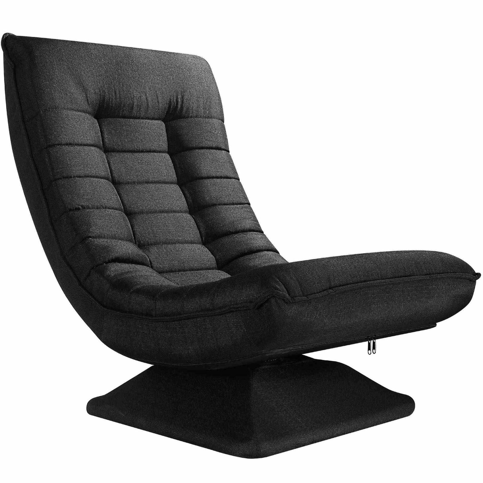Justerbar sort stof-afslapningsstol – 360 graders drejelig, foldbar