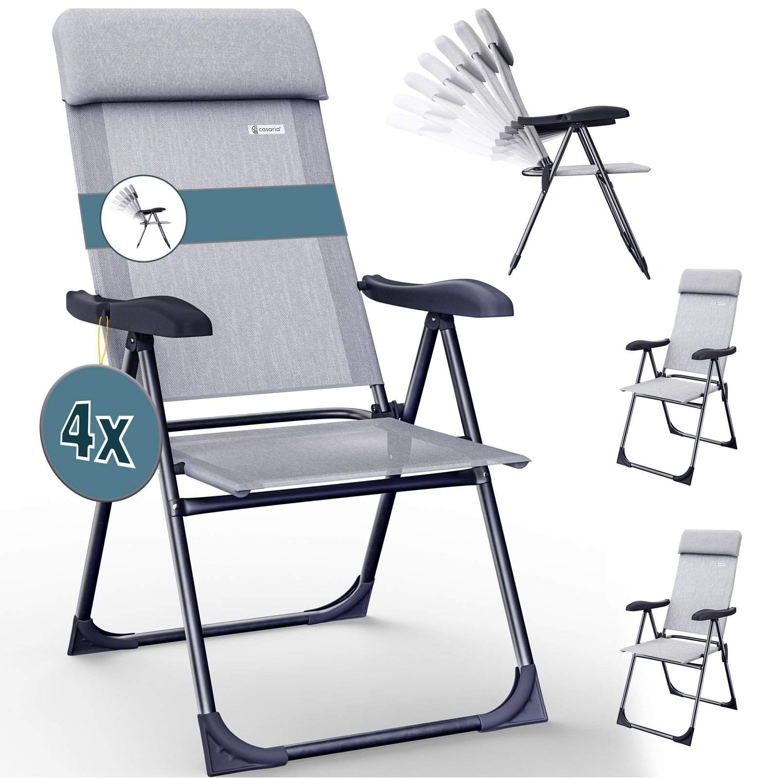 Hopfällbara trädgårdsstolar, set om 4, justerbara i aluminium | Hem & Hobby | Pryloteket