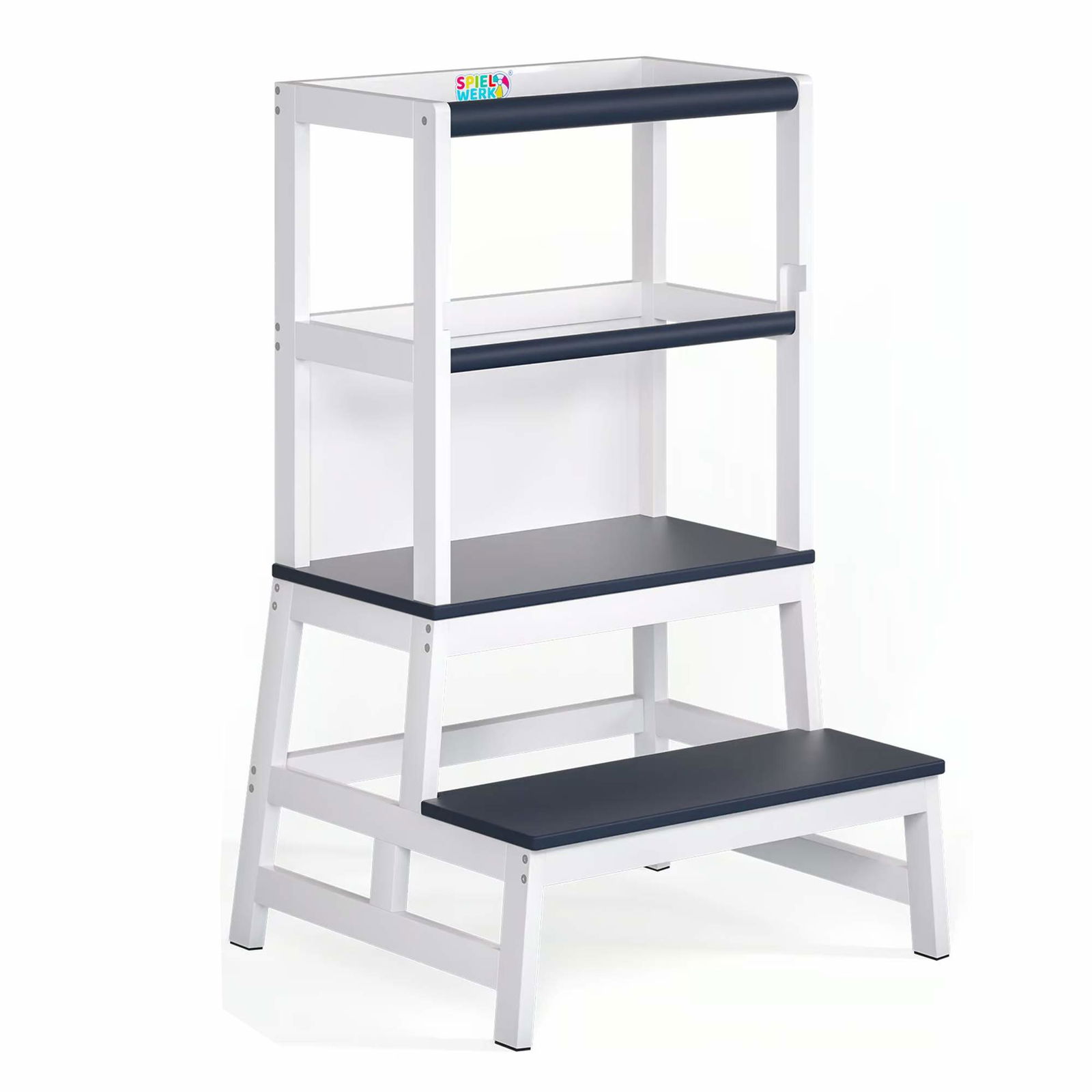 Køkkenlæringstårn – Fyrretræ, tavle, sikkerhedsgelændere