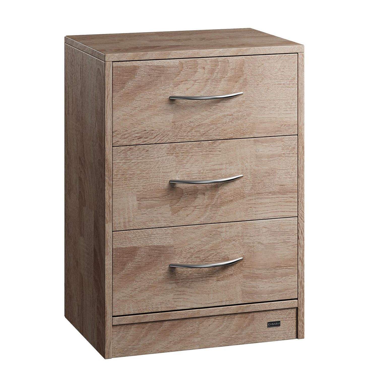 Natbord i egetræ med skuffer – 54x39x28cm, kabelgennemføring