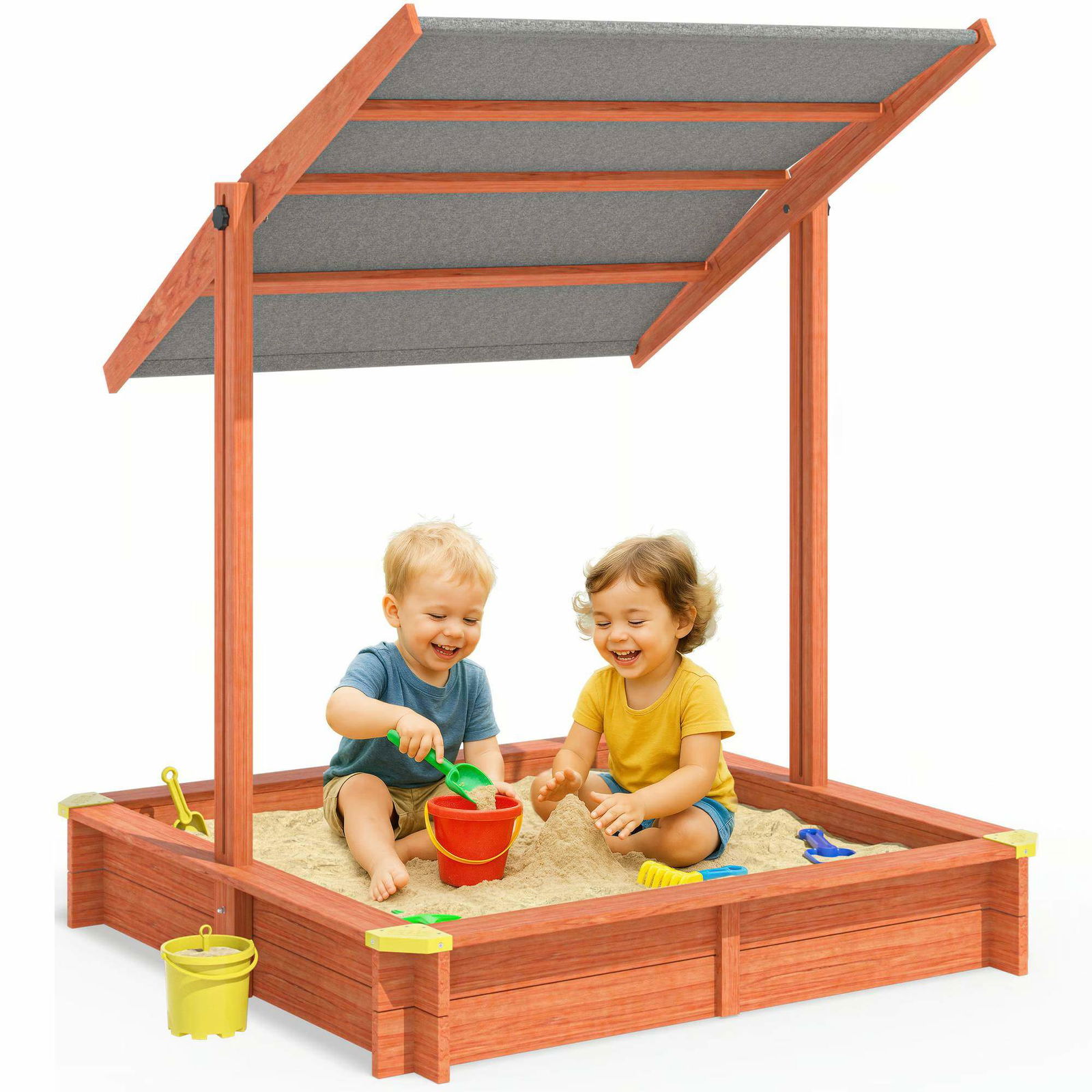 Børnesandkasse med låg, 120x120 cm, UV-beskyttelse