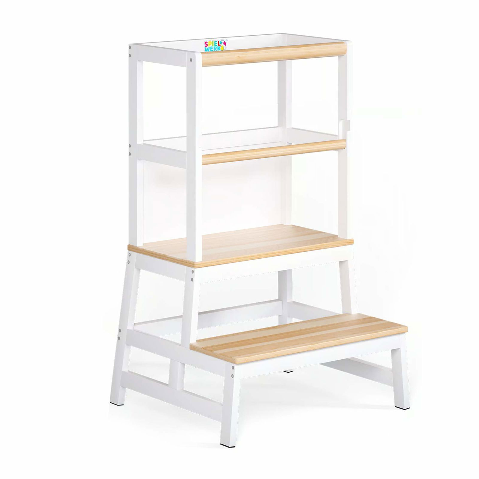 Læringstårn til børn, fyrretræ, justerbar højde