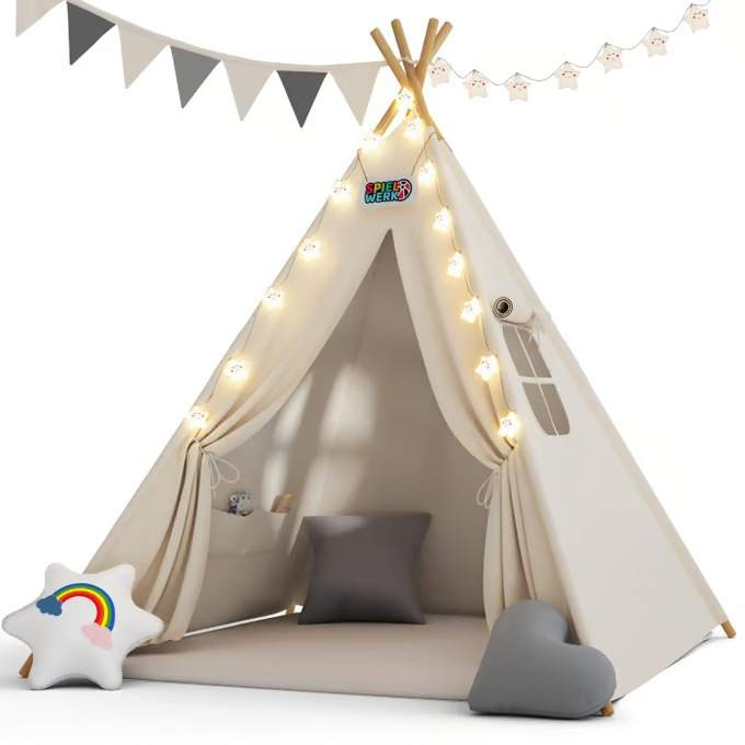 Vitt tipitält för barn med kuddar och LED-lampor | Hem & Hobby | Pryloteket