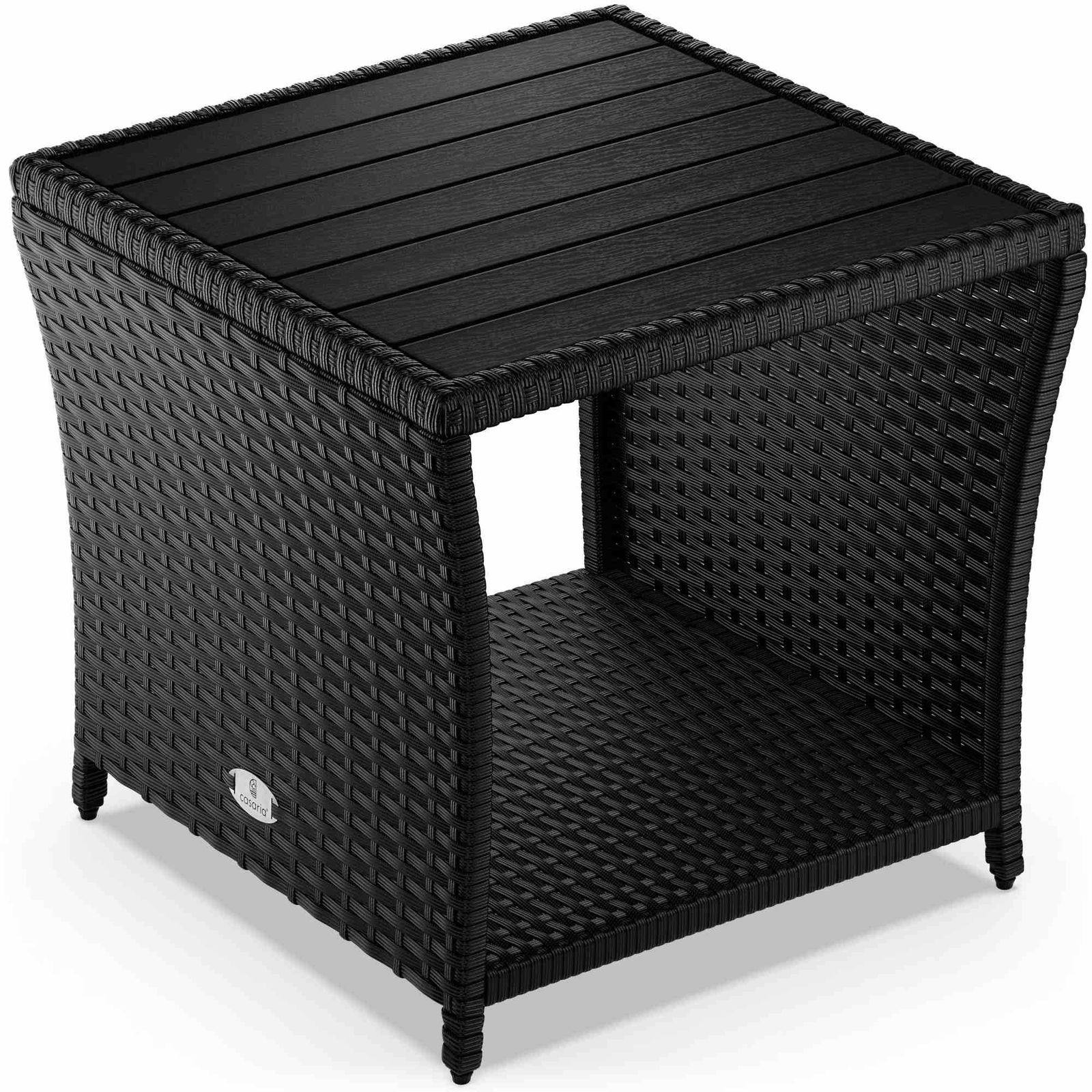 Polyrattan sidebord, sort, 45x45x40cm, indendørs/udendørs