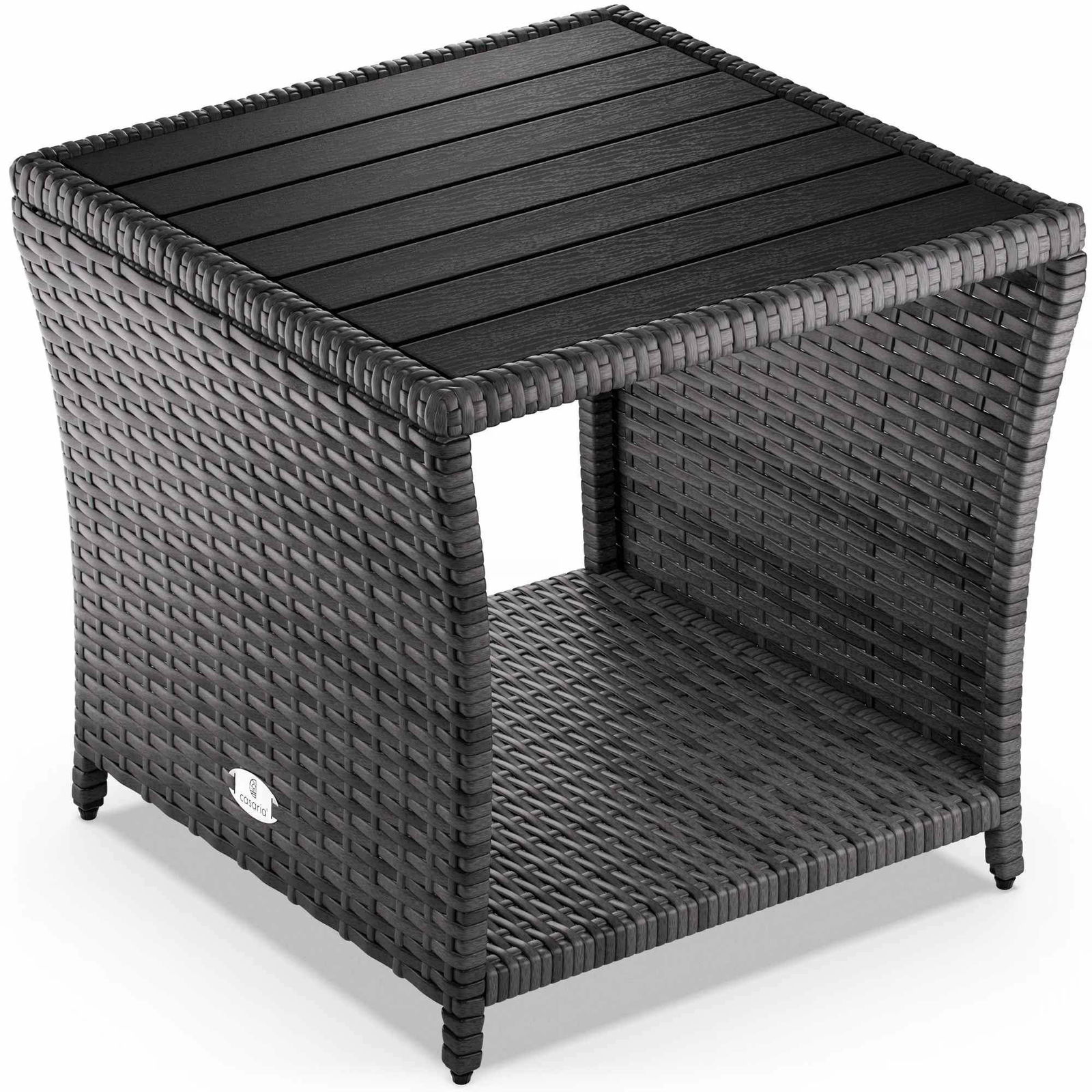 Polyrattan sidebord, grå, 45x45x40cm, indendørs/udendørs
